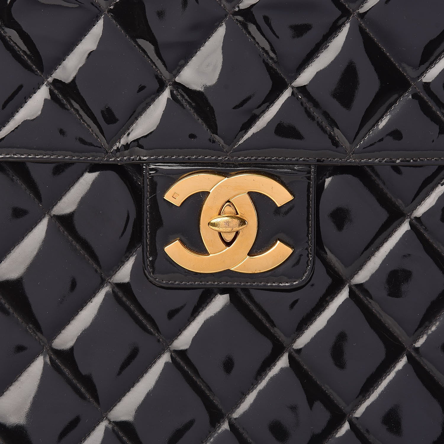 Chanel Patent Quilted Briefcase Laptop Bag Black 9 of 22