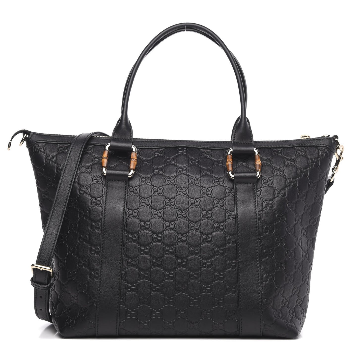 Guccissima Bamboo Top Handle Tote Black