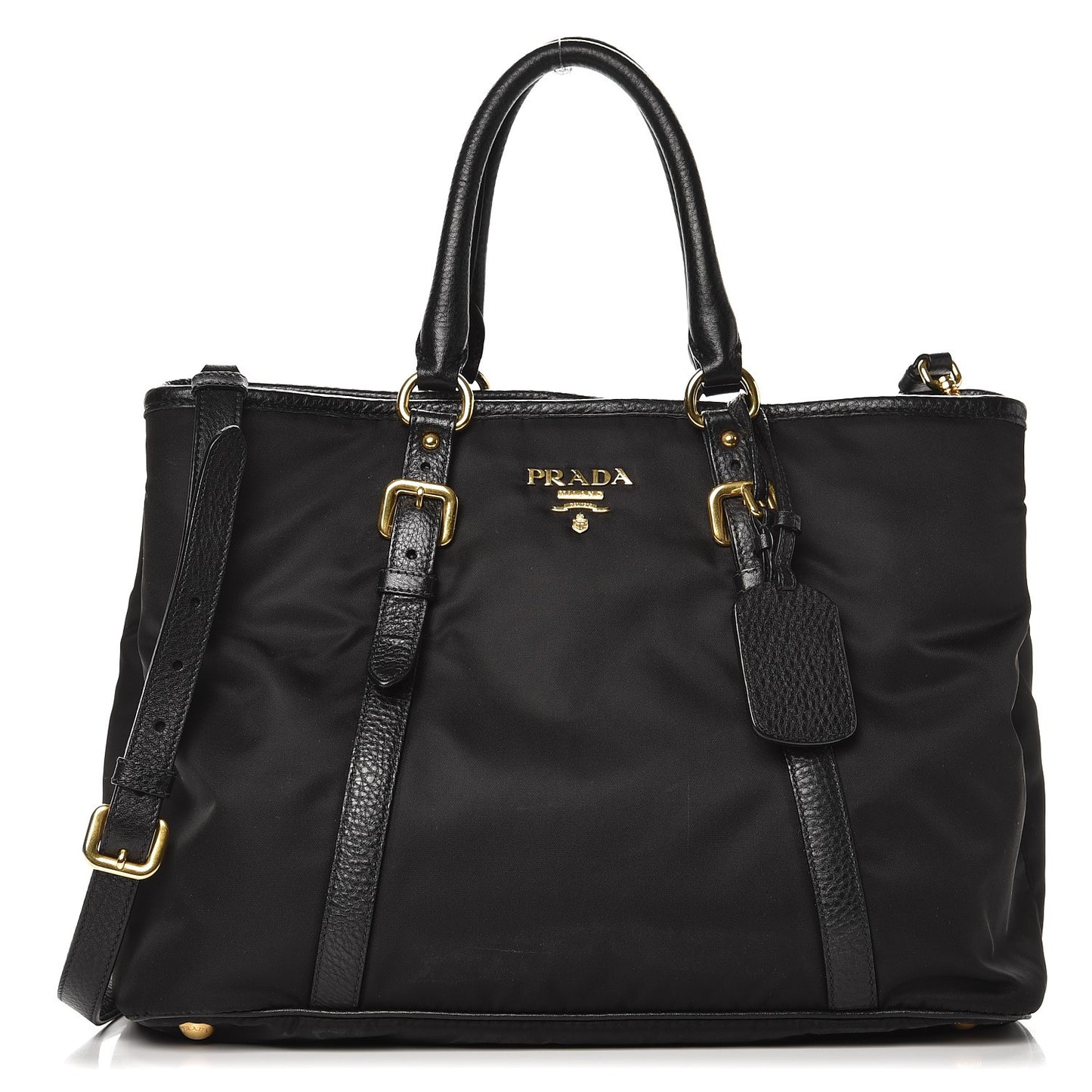 Tessuto Nylon Vitello Daino Tote Nero Black