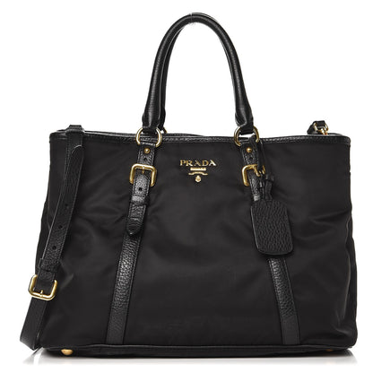 Prada Tessuto Nylon Vitello Daino Tote Nero Black 1 of 6