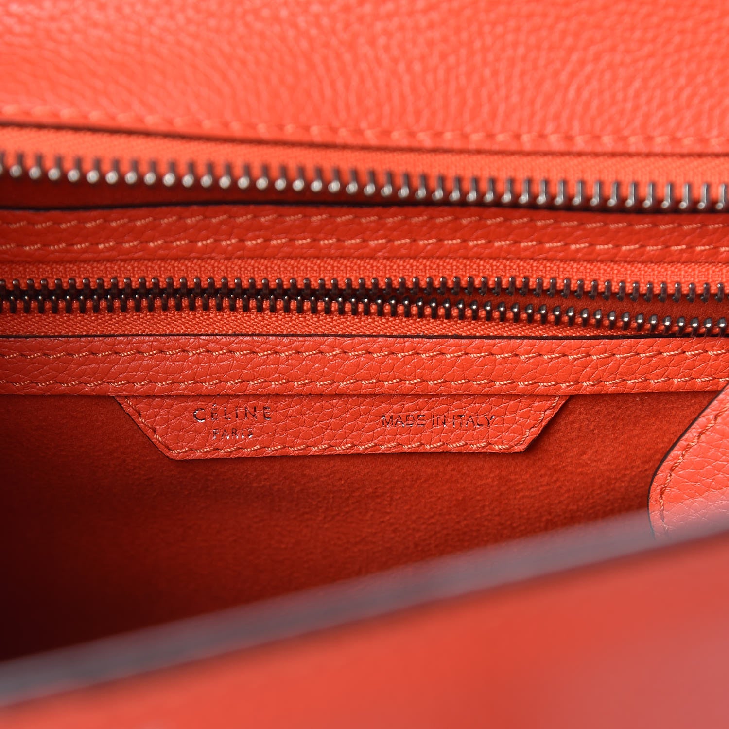 Celine Drummed Calfskin Micro Luggage Vermillion 6 of 10