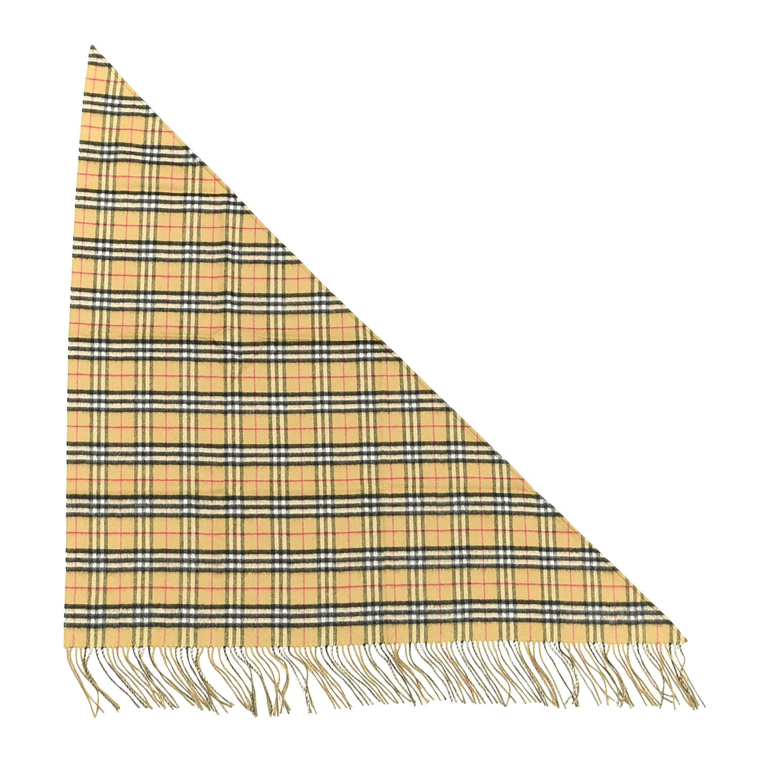 Burberry Cashmere Vintage Check Reversible Fringe Cape Scarf Antique Yellow 2 of 3