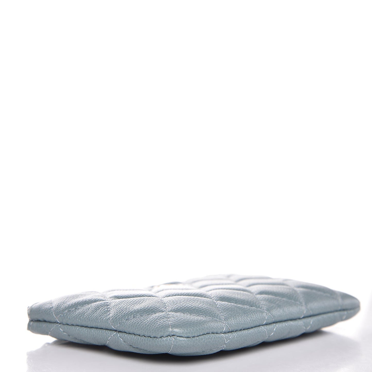 Iridescent Caviar Quilted Small Cosmetic Case Light Blue