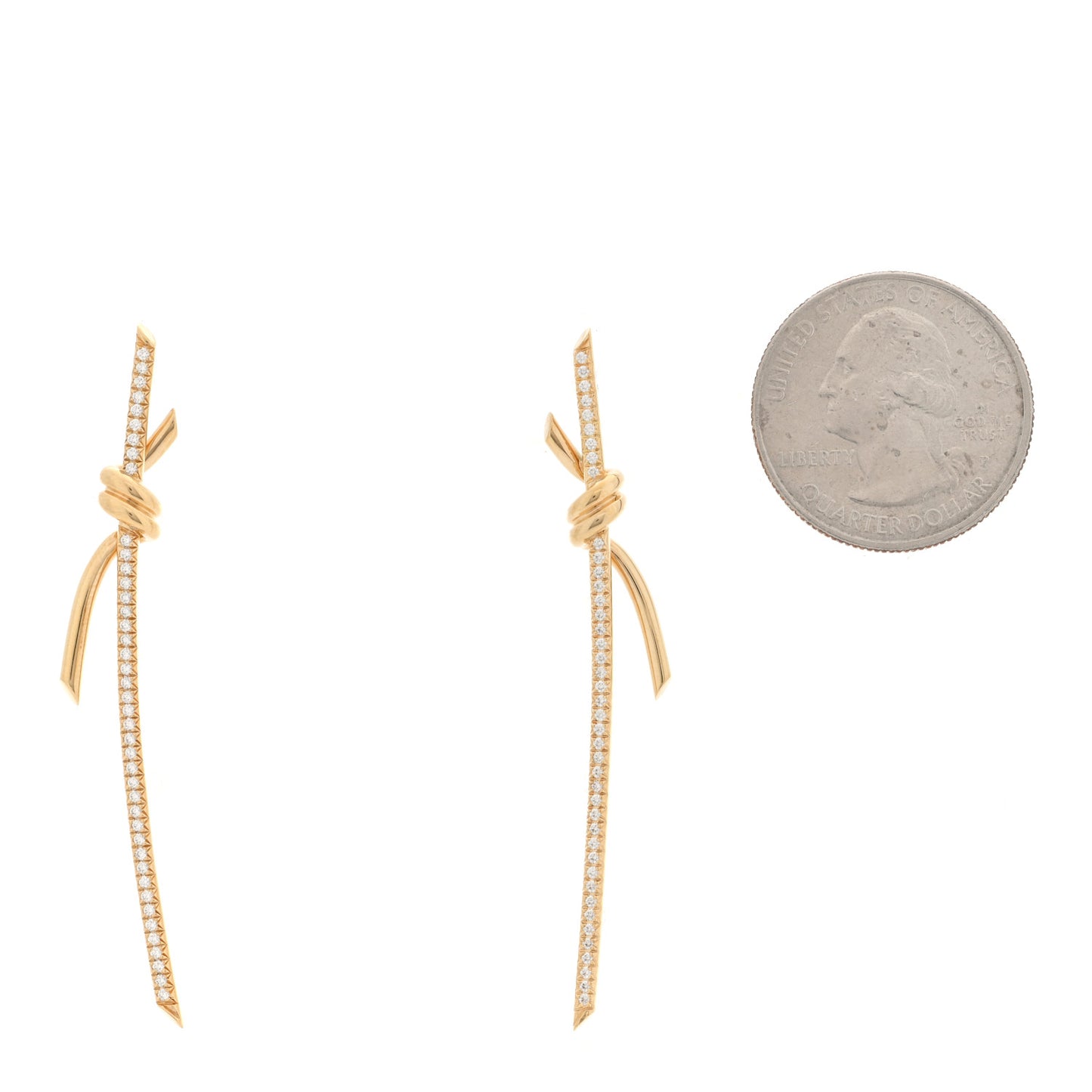 18K Yellow Gold Diamond Tiffany Knot Drop Earrings