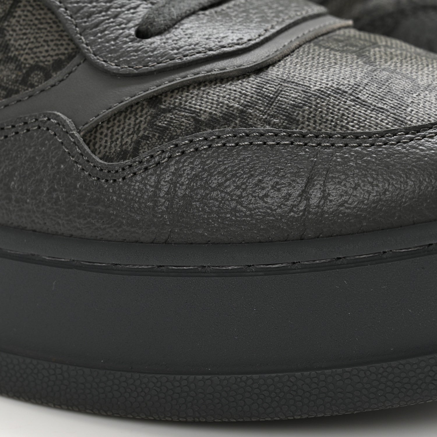 Gucci Textured Dollar Calfskin GG Supreme Monogram Mens Chunky Sneakers 9 Graphite Grey Black Grey 10 of 16