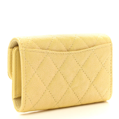 Chanel Iridescent Caviar Quilted Classic 4 Key Holder Wallet Yellow 3 of 9