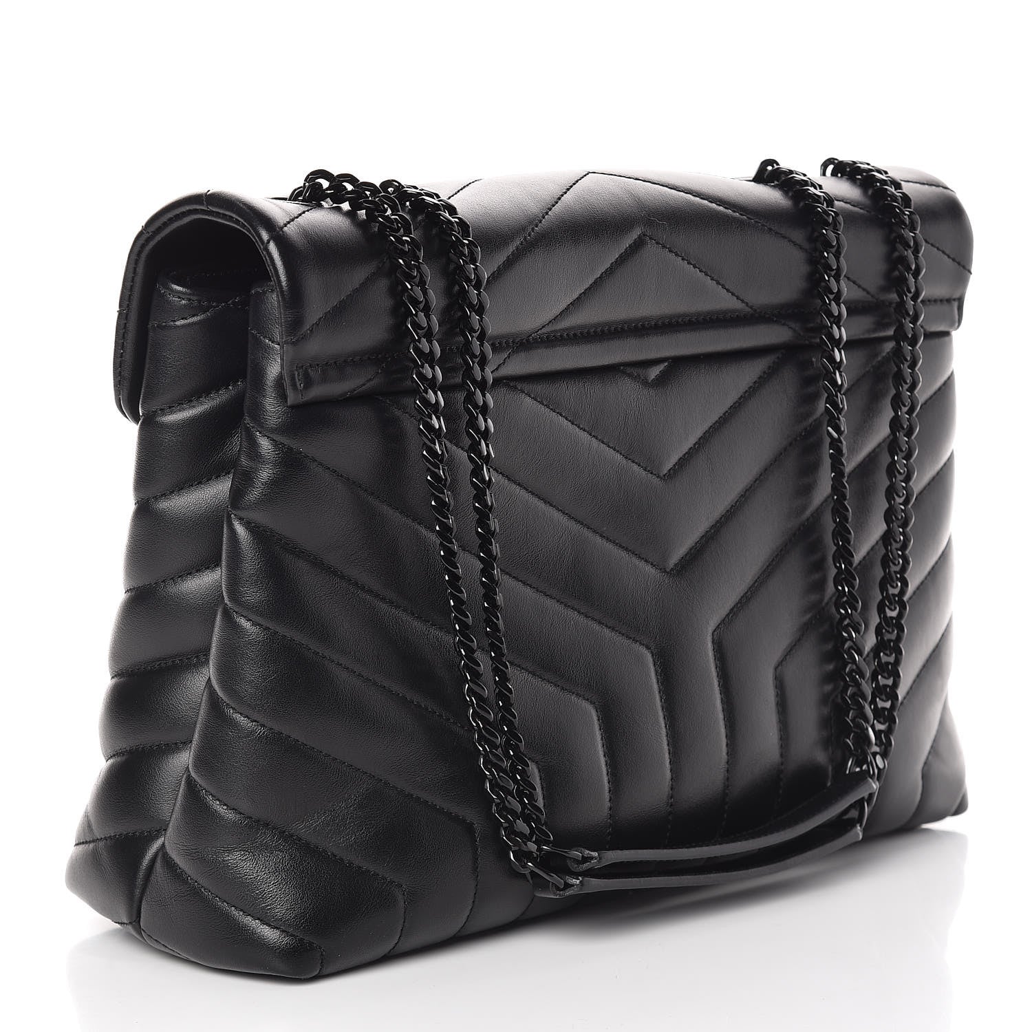 Saint Laurent Calfskin Y Quilted Monogram Medium Loulou Chain Satchel Black 3 of 15