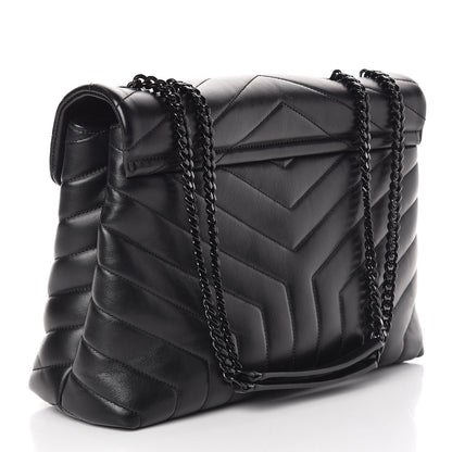 Saint Laurent Calfskin Y Quilted Monogram Medium Loulou Chain Satchel Black 3 of 15