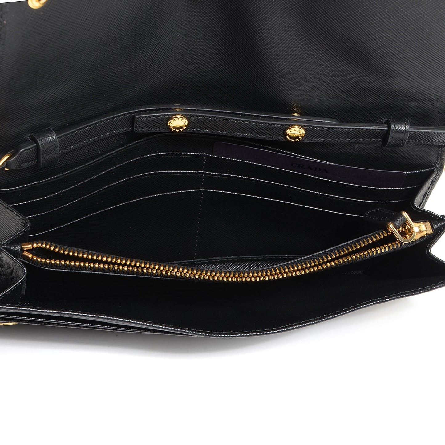 Saffiano Metal Oro Chain Wallet Nero Black