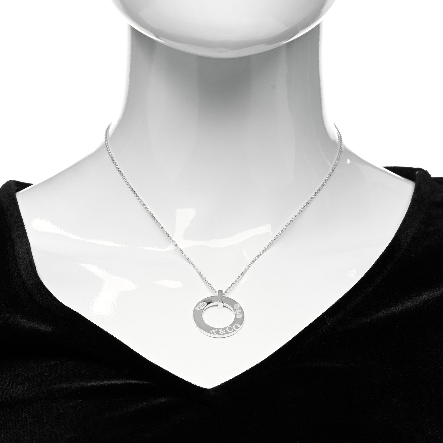 Tiffany Sterling Silver 1837 Open Circle Pendant Necklace 2 of 5