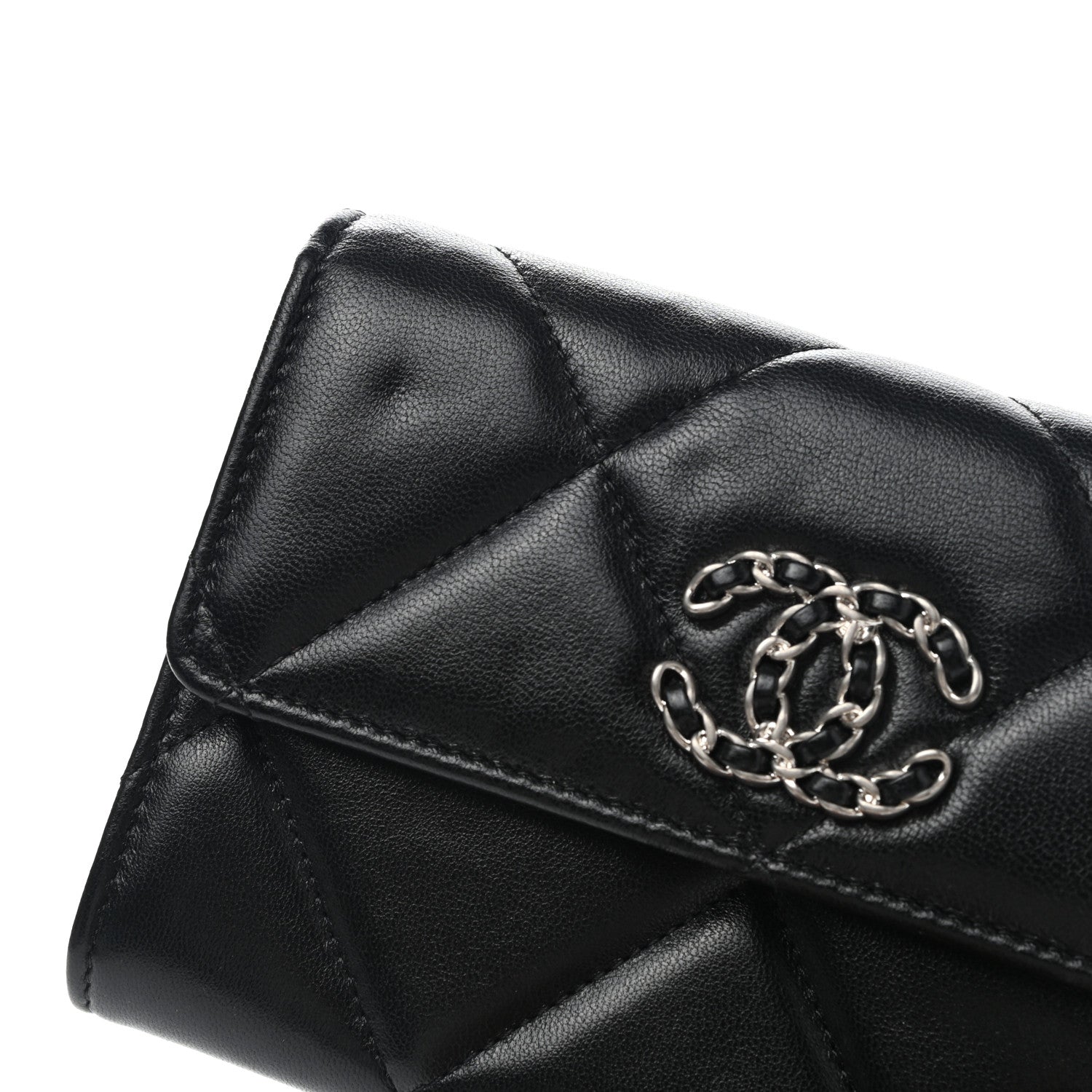 Chanel Lambskin Quilted Chanel 19 Flap Card Holder Black 9 of 9