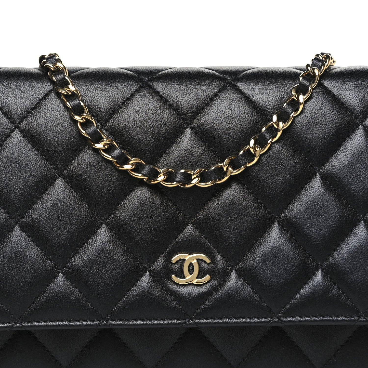 Chanel Lambskin Quilted Wallet On Chain WOC Black 9 of 12