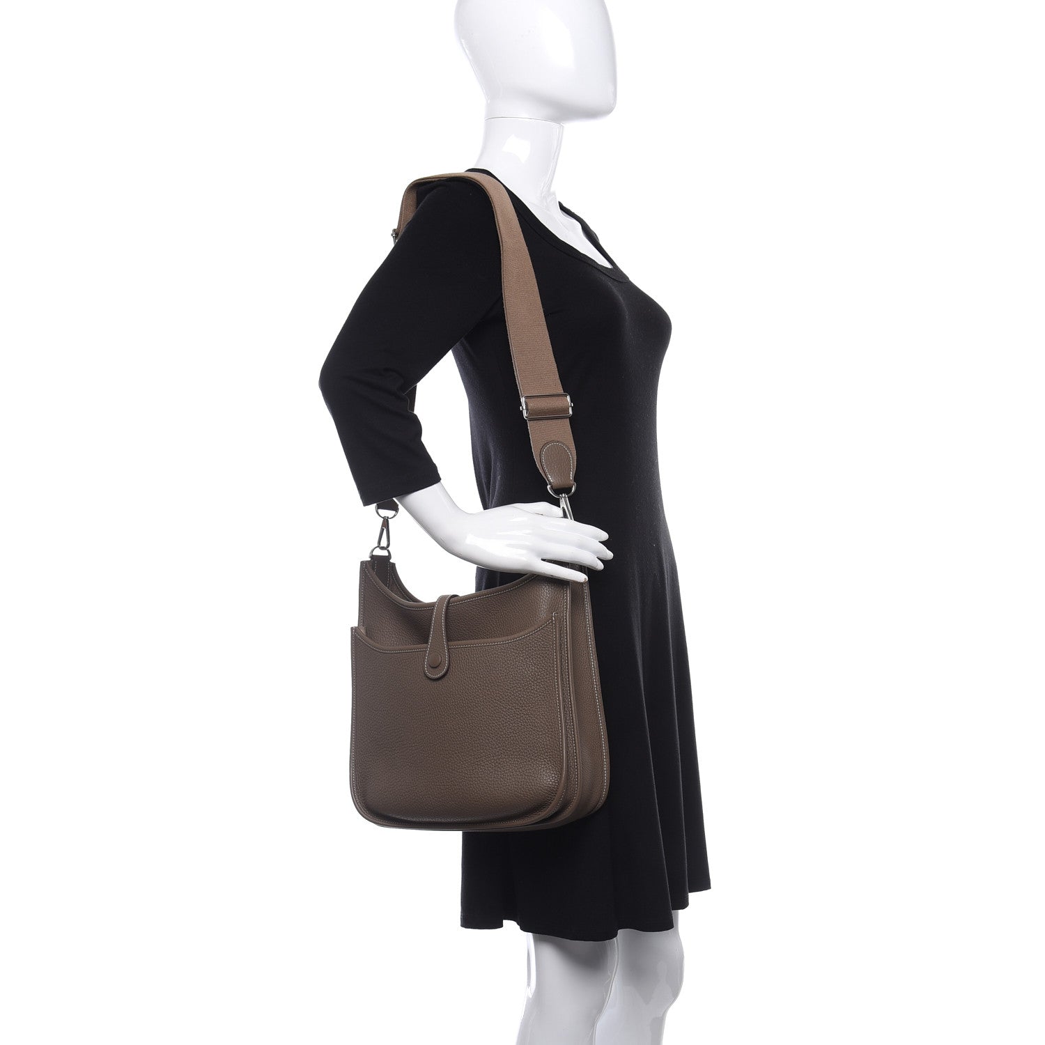 Hermes Taurillon Clemence Evelyne III PM Etoupe 2 of 11