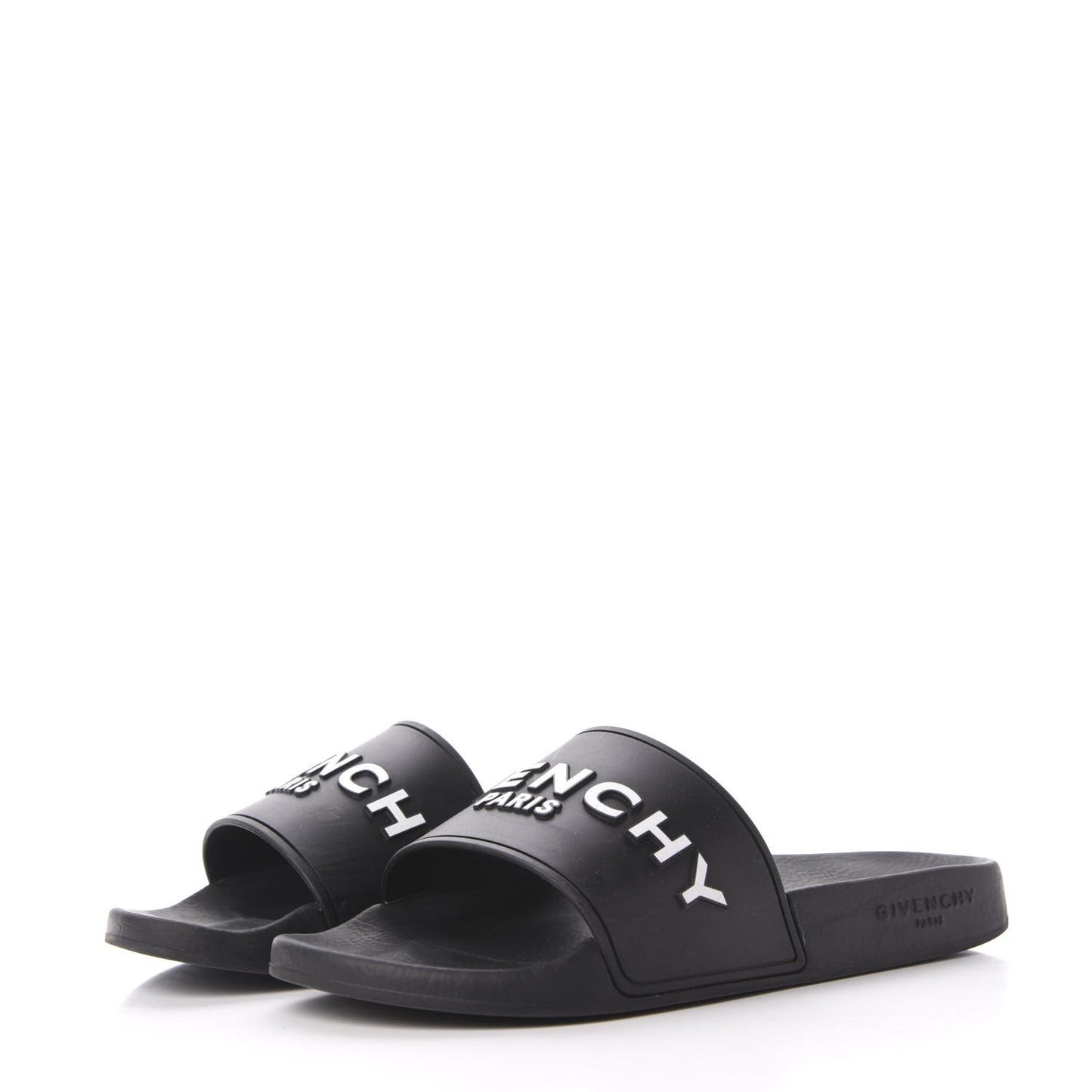Rubber Logo Pool Slide Sandals 37 Black