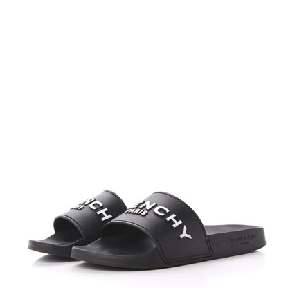 Givenchy Rubber Logo Pool Slide Sandals 37 Black 3 of 7