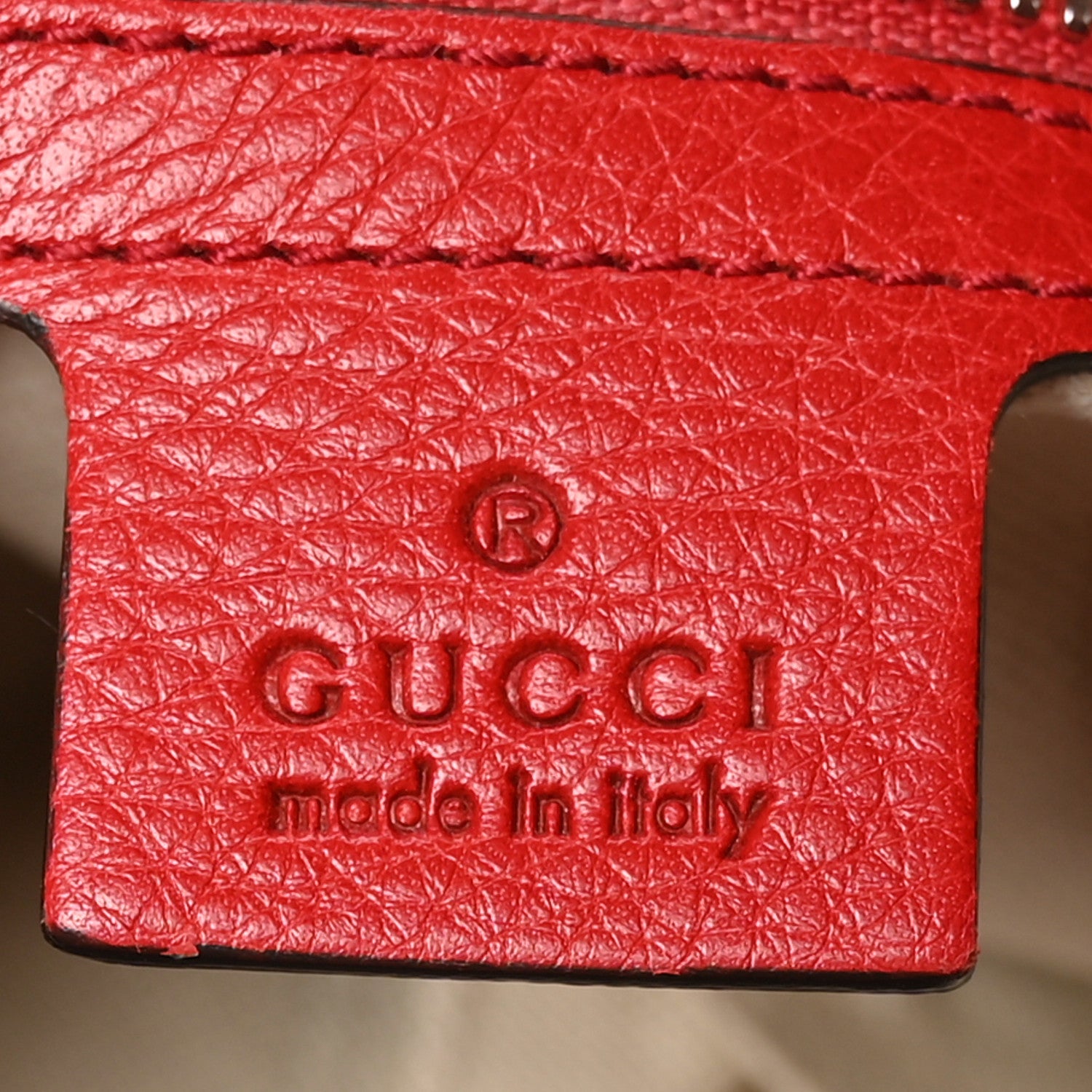 Gucci Pebbled Calfskin Small Soho Drawstring Backpack Tabasco Red 5 of 6