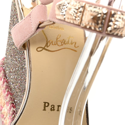 Christian Louboutin Suede Specchio Glitter Studded Pyradiams 110 Platform Sandals 37 Crepon 8 of 9