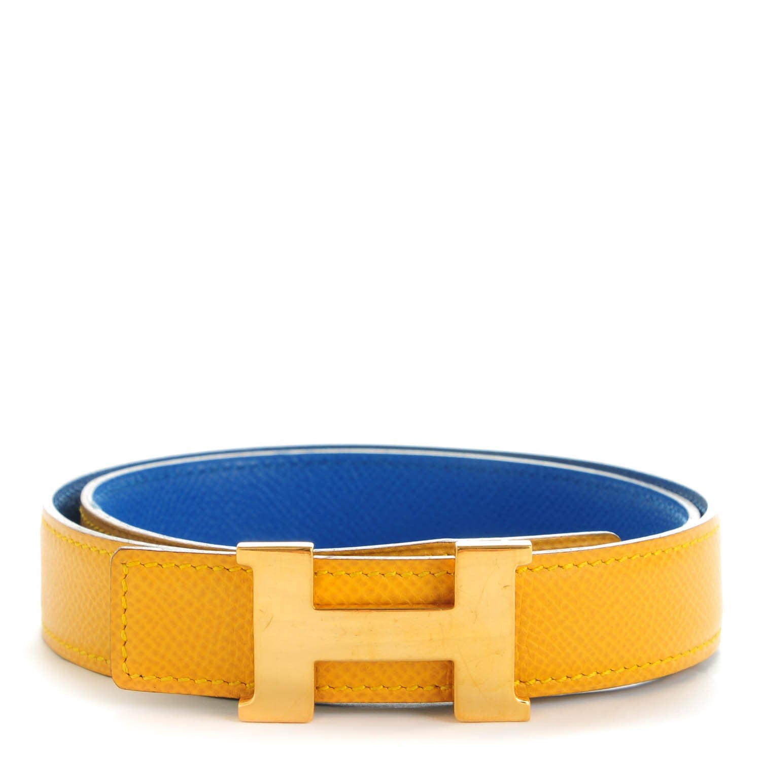 Hermes Courchevel 24mm Mini Constance H Belt 65 Jaune Bleu France 1 of 6