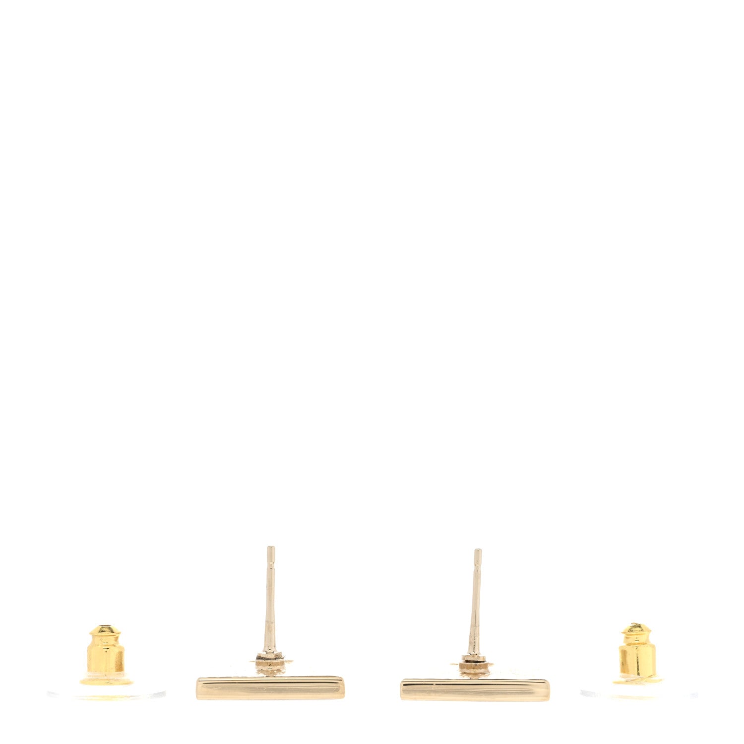 Chanel Resin CC Square Earrings Gold White 3 of 5