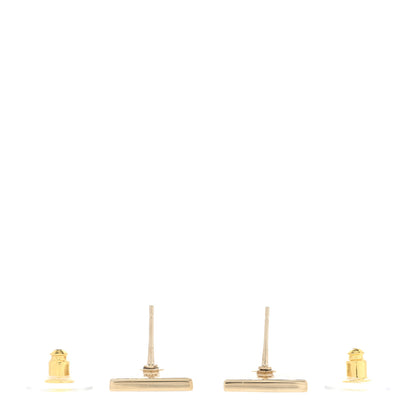Chanel Resin CC Square Earrings Gold White 3 of 5