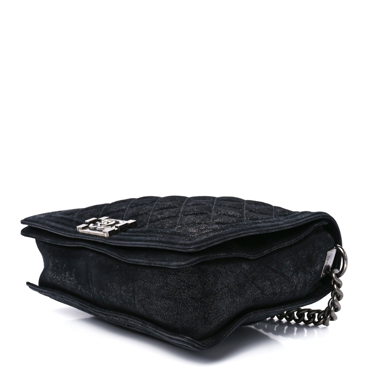 Goatskin Quilted Medium Gentle Boy Flap Black