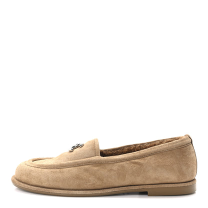 Chanel Suede Calfskin CC Loafers 38 Dark Beige 1 of 9
