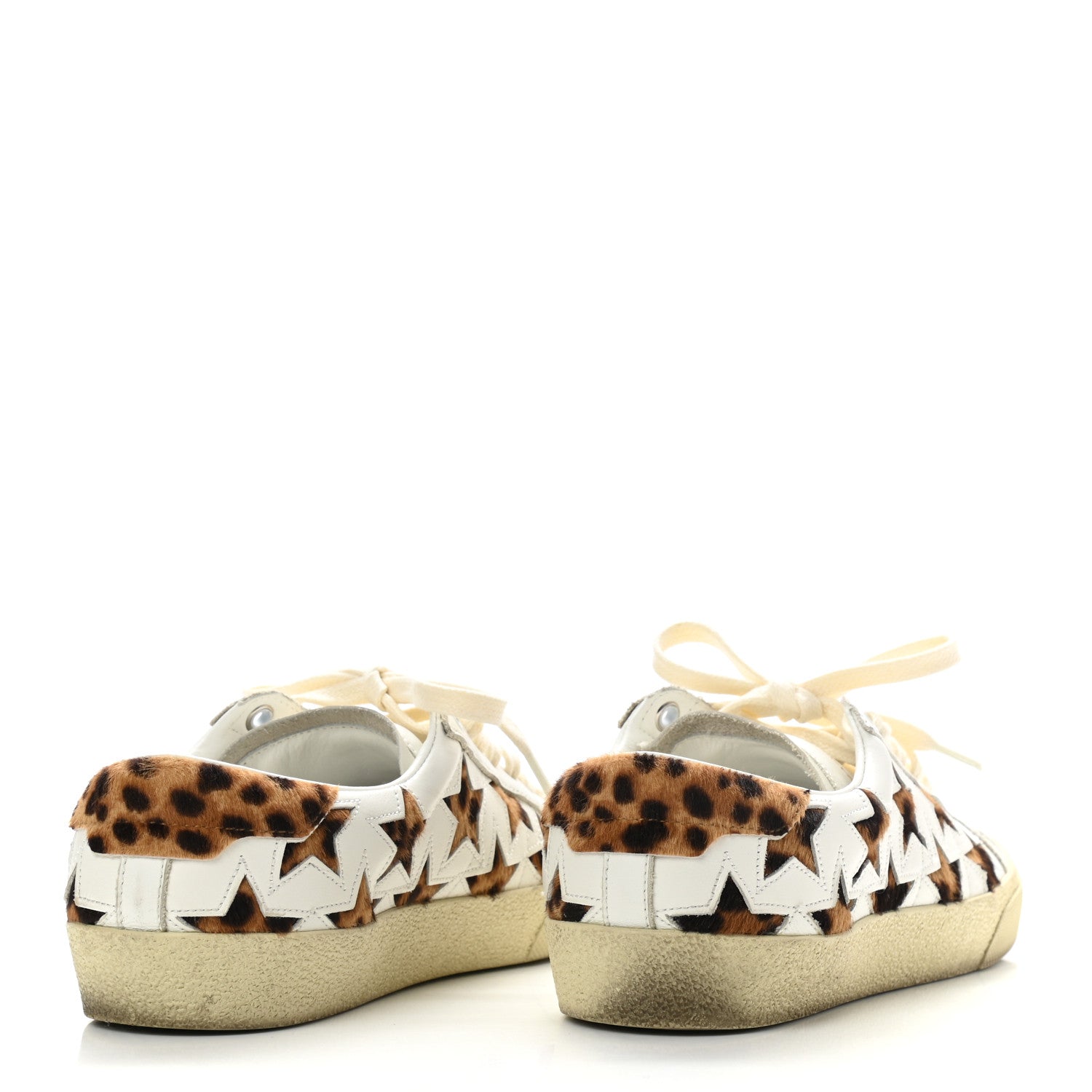 Saint Laurent Calfskin Pony Hair Star Court Sneakers 36 White 4 of 9