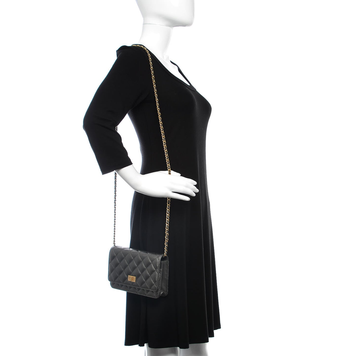 Calfskin Quilted Reissue Wallet On Chain WOC Charcoal
