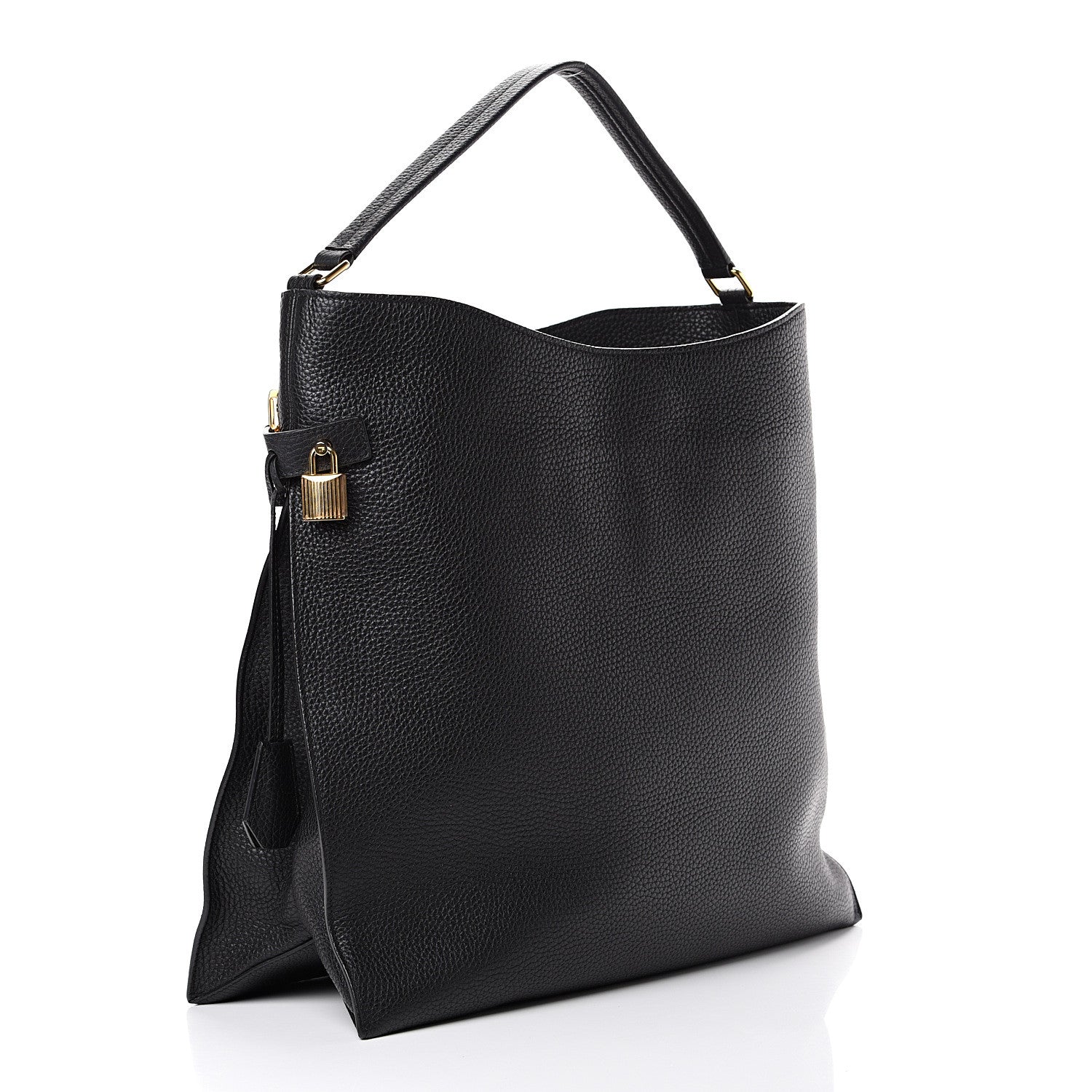 Tom Ford Pebbled Calfskin Small Alix Padlock Zip Hobo Bag Black 3 of 10