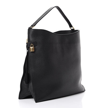 Tom Ford Pebbled Calfskin Small Alix Padlock Zip Hobo Bag Black 3 of 10