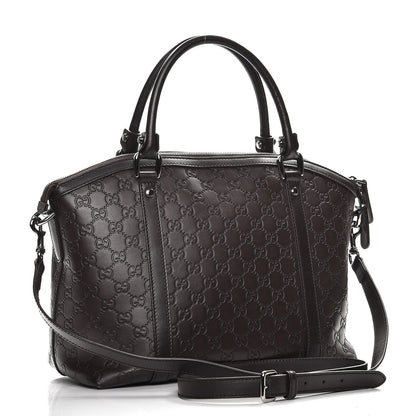 Gucci Guccissima Medium GG Charm Dome Satchel Dark Brown 4 of 12
