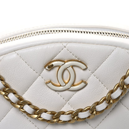 Chanel Lambskin Enamel Quilted Mini Clip Round Camera Case White 8 of 11