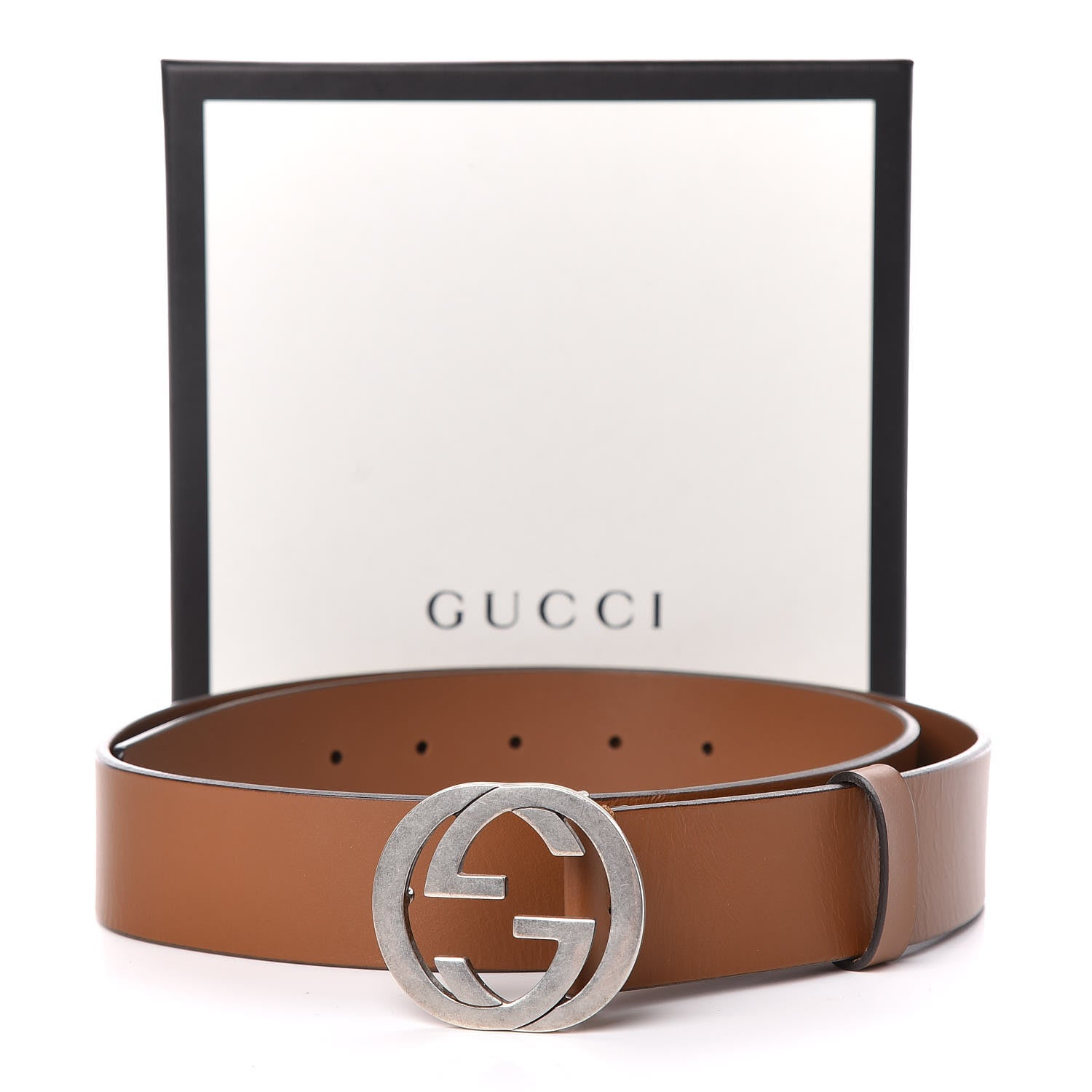 Gucci Selleria Calfskin Nickel Interlocking G 37mm Belt 85 34 Cuir 7 of 7