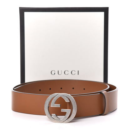 Gucci Selleria Calfskin Nickel Interlocking G 37mm Belt 85 34 Cuir 7 of 7