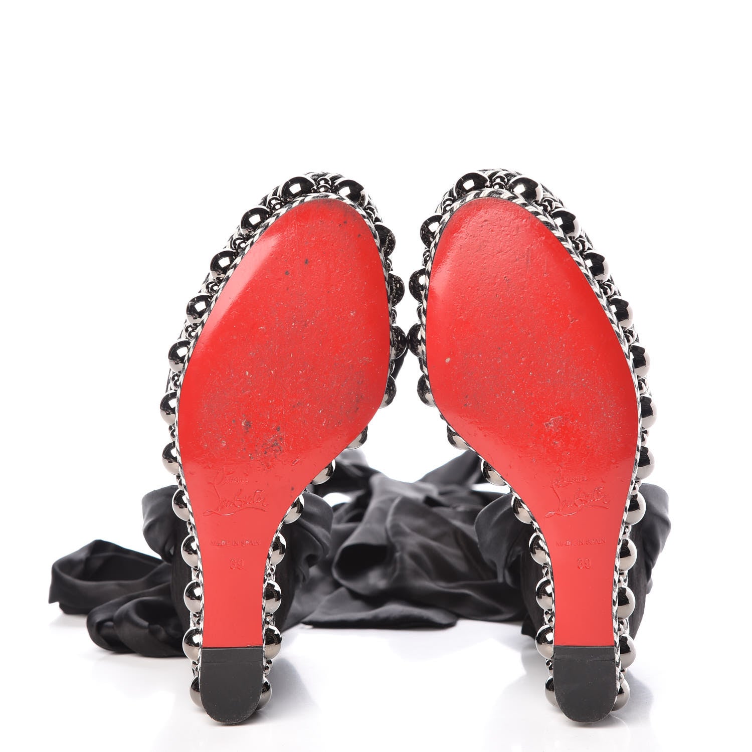 Christian Louboutin Suede Satin Levantine 120 Wedges 39 Black 7 of 10