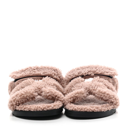 Hermes Woolskin Womens Chypre Sandals 41 Bois De Santal 2 of 7