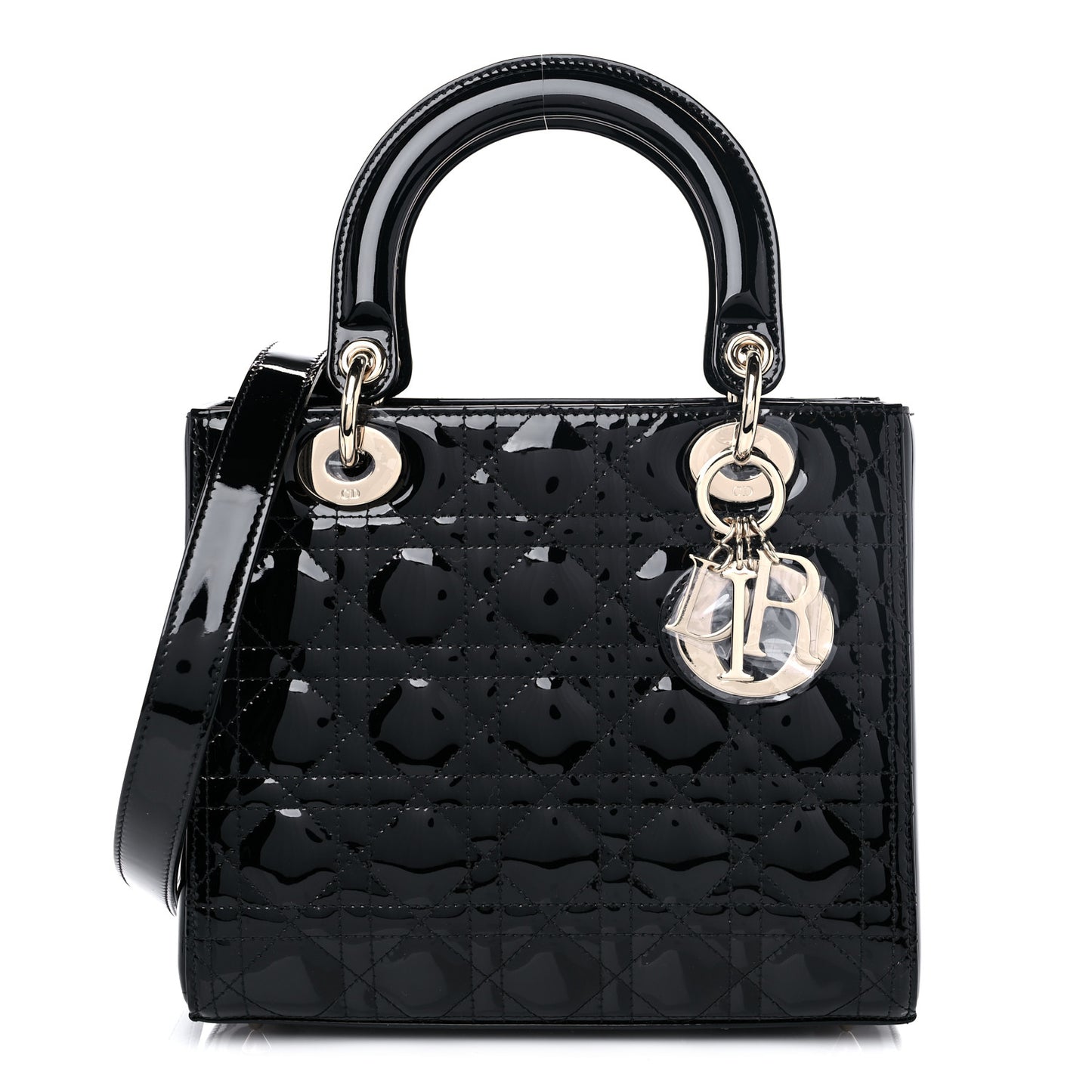 Patent Cannage Medium Lady Dior Black