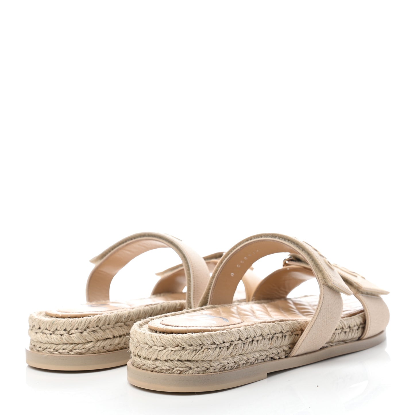 Grosgrain Lambskin Elastic Flat Mules 39 Beige
