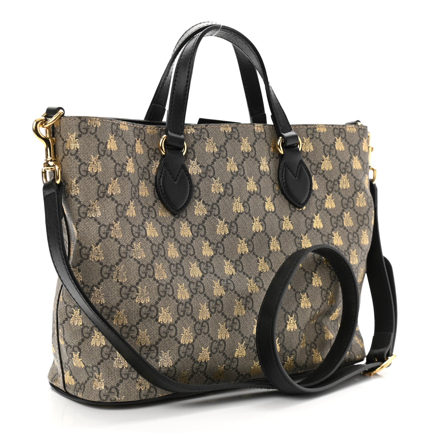 Soft GG Supreme Monogram Bees Small Crossbody Tote Beige Oro Black