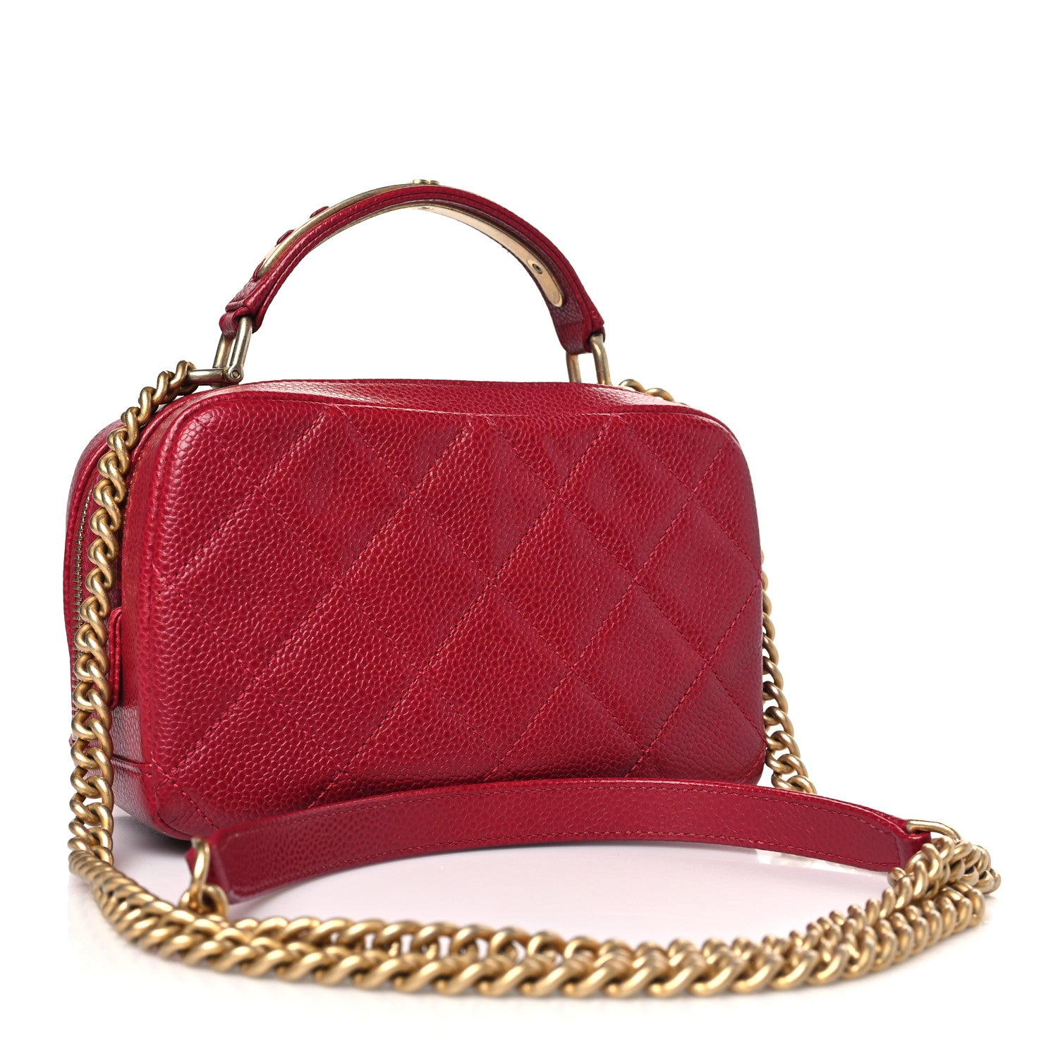 Chanel Caviar Quilted Mini Carry Around Bowling Bag Red 3 of 10