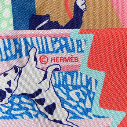 Hermes Silk En Liberte Twilly Rose Vert Bleu 4 of 4