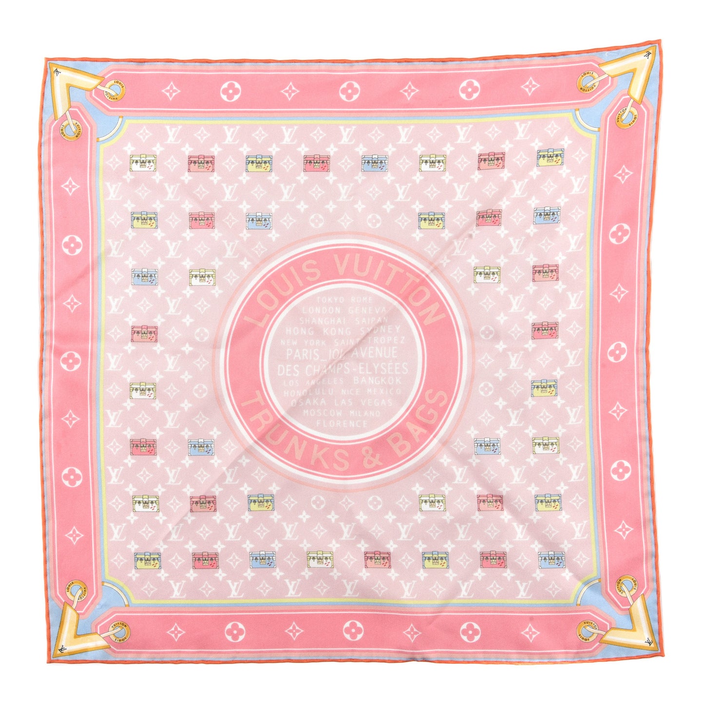 Silk Monogram Minimalle Square Scarf Pink