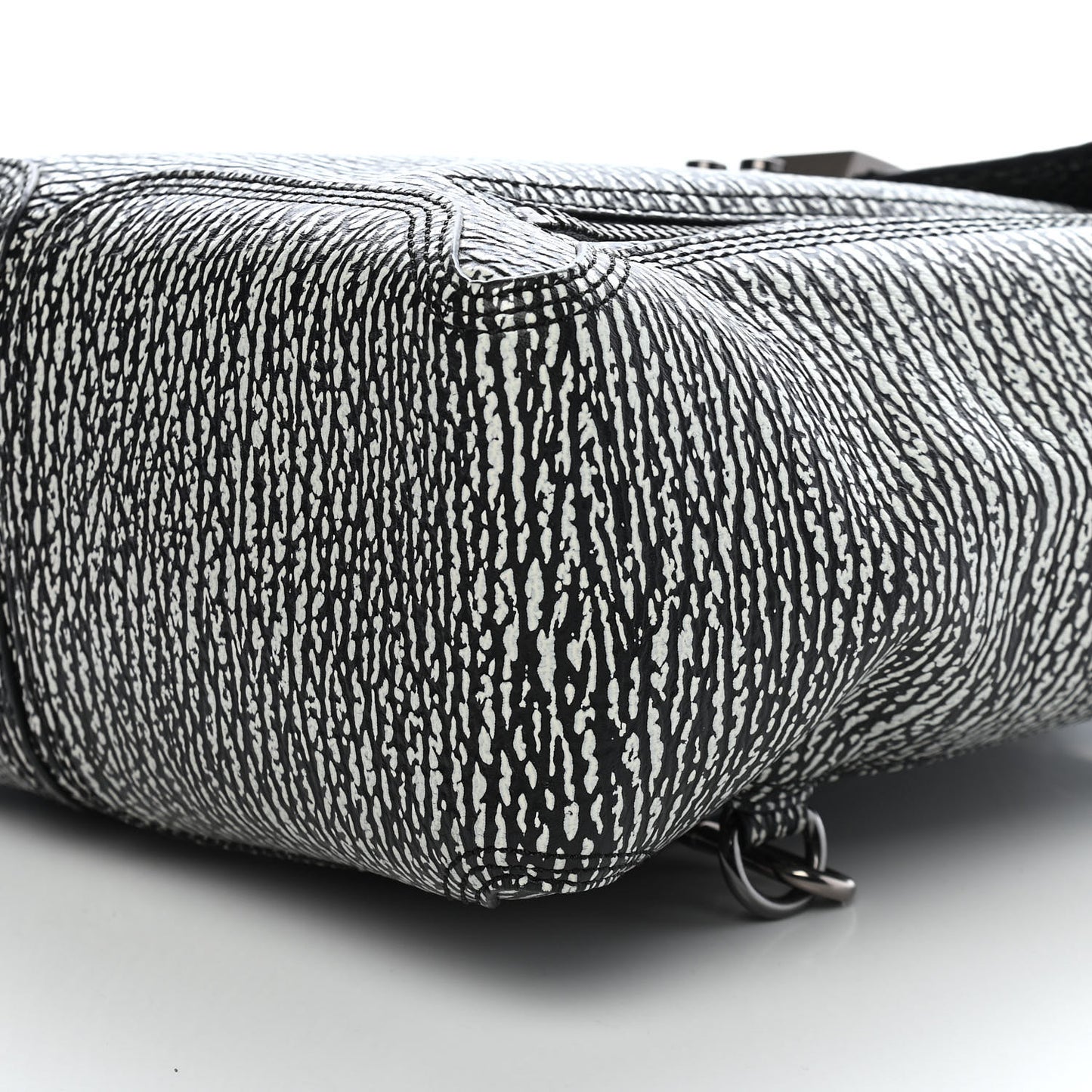 Textured Calfskin Large Pashli Satchel Black Cream