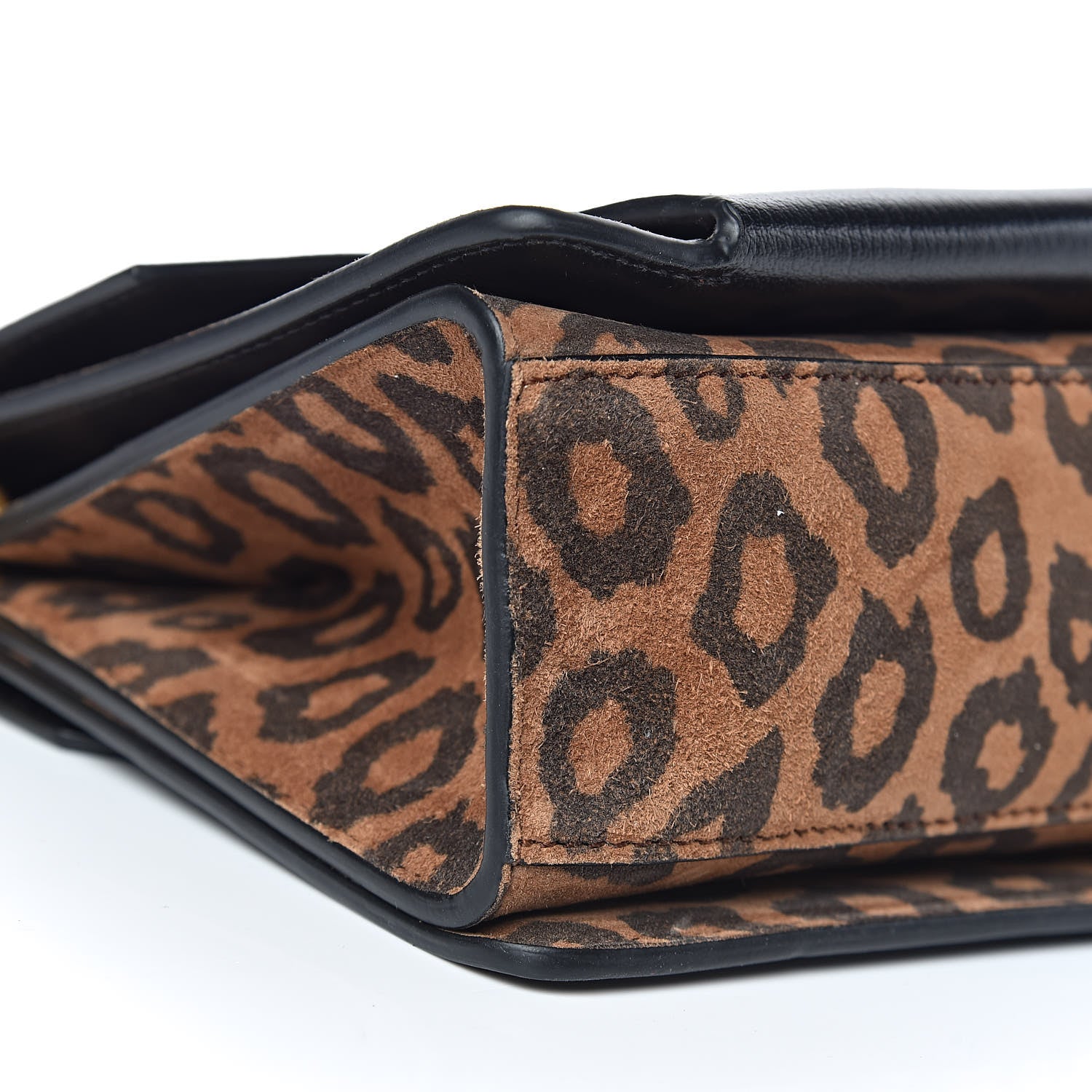 Givenchy Calfskin Suede Leopard Print Small GV3 Shoulder Bag Black Chestnut 8 of 9