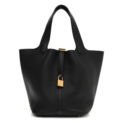 Hermes Taurillon Clemence Picotin Lock 22 MM Black 1 of 13