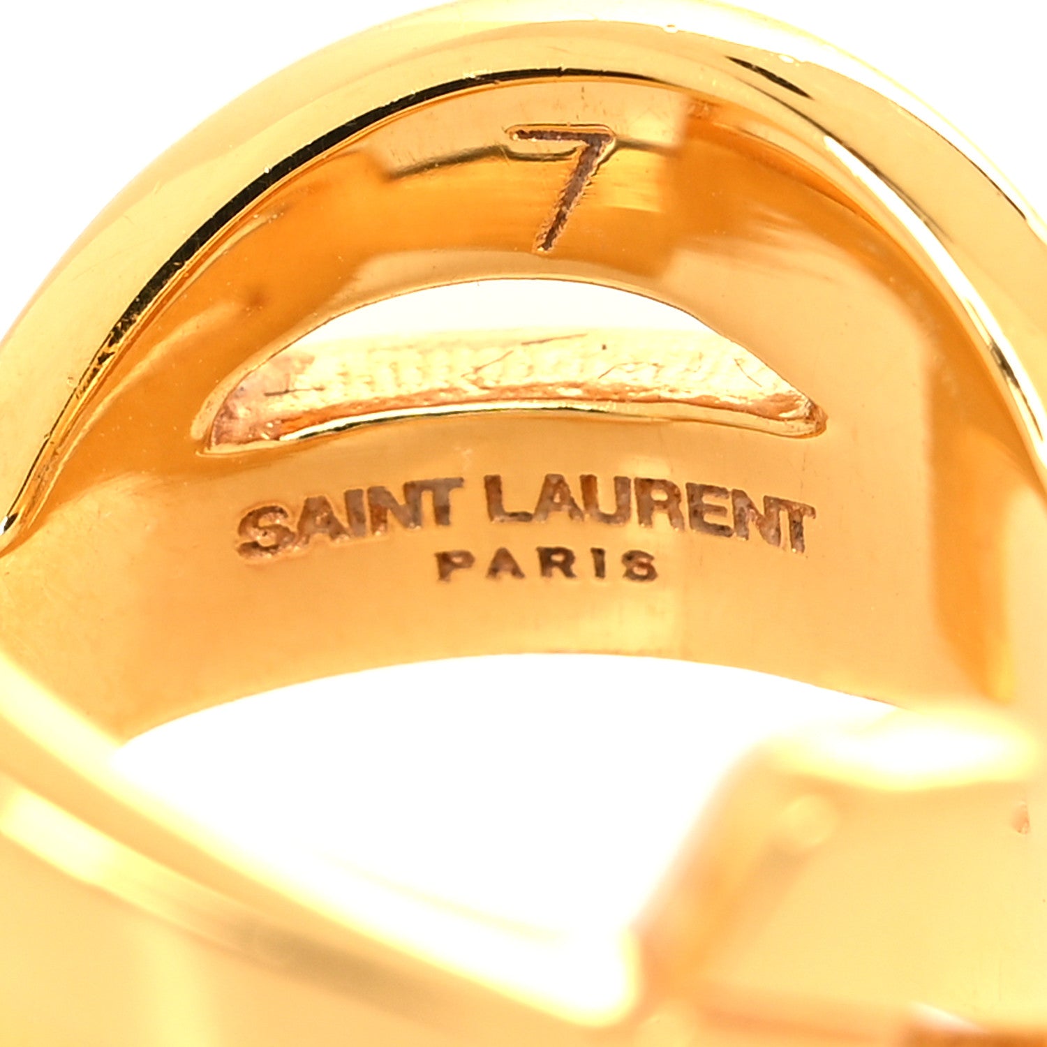Saint Laurent Brass Monogram Cassandre Ring 54 7 Gold 4 of 4