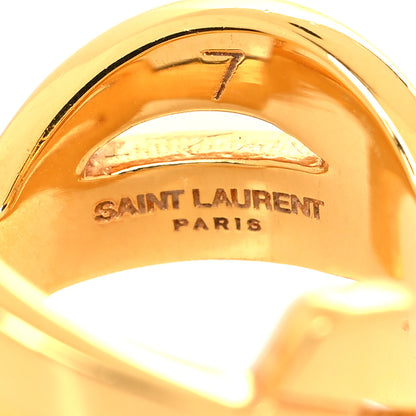 Saint Laurent Brass Monogram Cassandre Ring 54 7 Gold 4 of 4