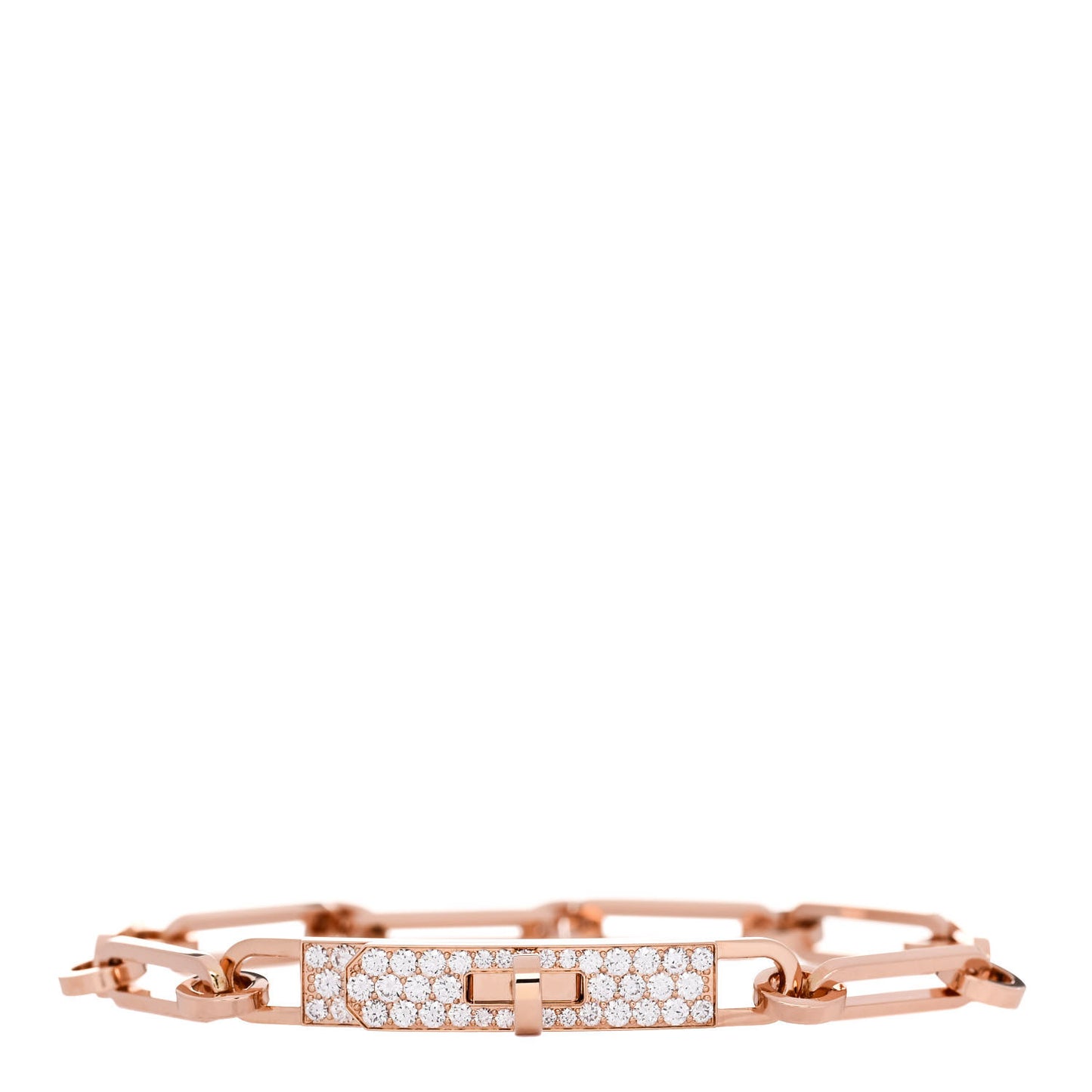 18K Rose Gold Diamond Pave PM Kelly Chaine Bracelet SH
