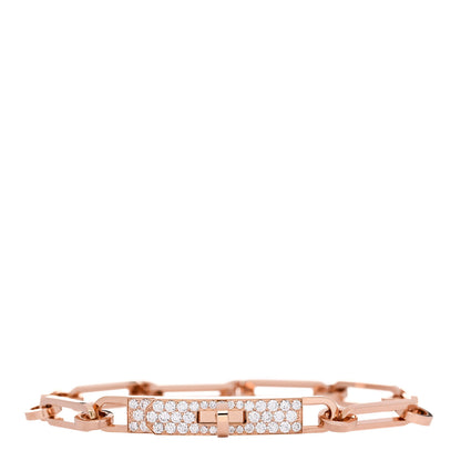 Hermes 18K Rose Gold Diamond Pave PM Kelly Chaine Bracelet SH 1 of 4