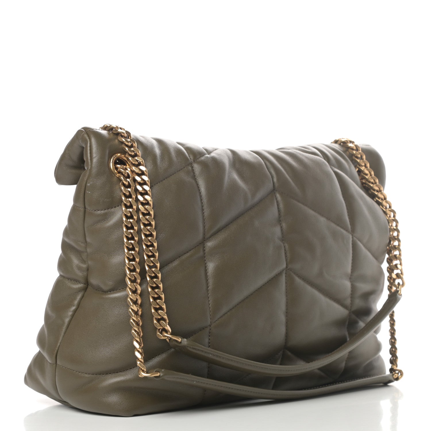 Saint Laurent Lambskin Quilted Medium Loulou Puffer Monogram Chain Satchel Seaweed 3 of 14